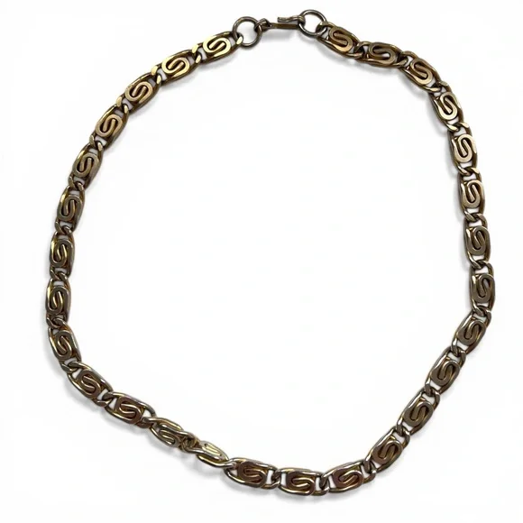 Vintage Gold-Tone Sculpted Link Necklace - Gold - Picture 3 of 4